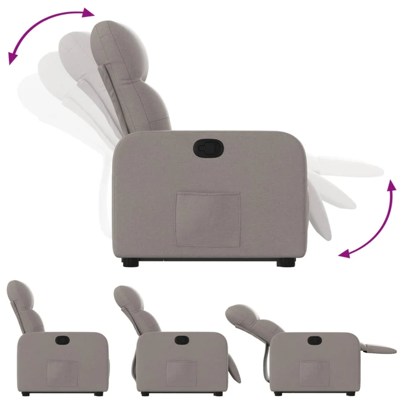 Fauteuil relax TV rembourrage confortable fonction de levage électrique en tissu taupe DEC028193