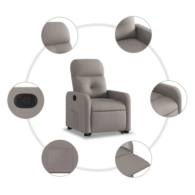 Fauteuil relax TV rembourrage confortable fonction de levage électrique en tissu taupe DEC028193