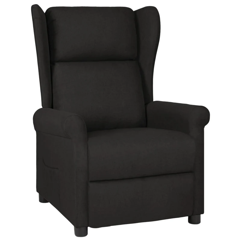 Fauteuil relax TV rembourrage confortable en tissu noir DEC028106