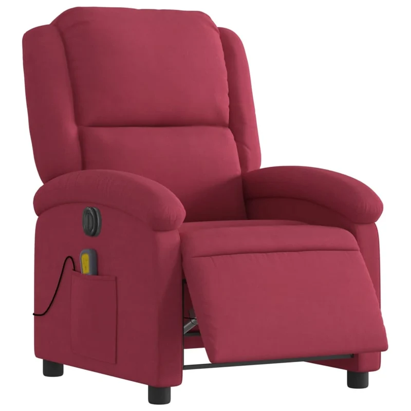 Fauteuil relax TV rembourrage confortable massage électrique en velours rouge bordeaux DEC028063