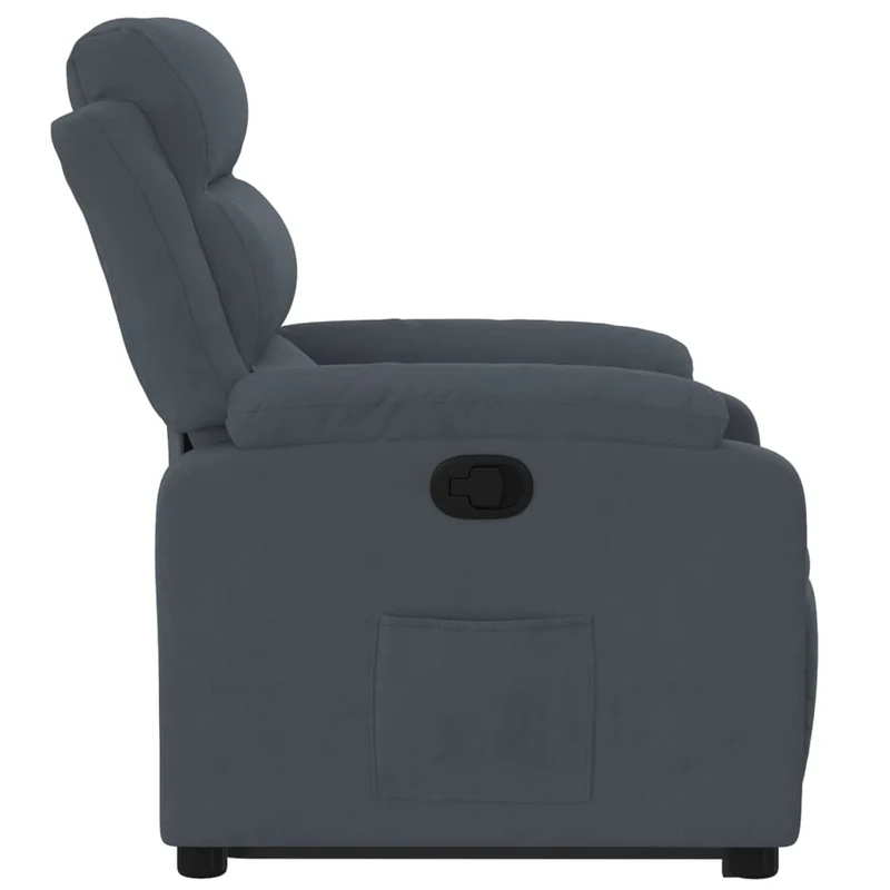Fauteuil relax TV rembourrage confortable fonction de levage électrique en velours gris foncé DEC027966