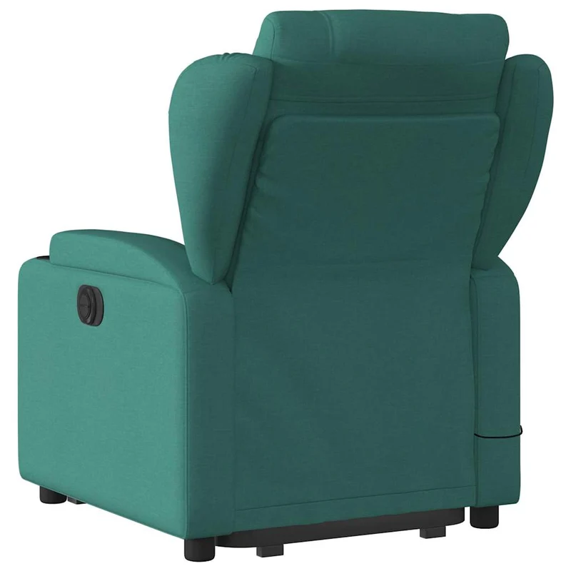 Fauteuil de relaxation fonction massage et inclinable fonction de levage électrique en tissu vert foncé DEC027877