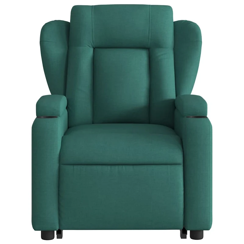 Fauteuil de relaxation fonction massage et inclinable fonction de levage électrique en tissu vert foncé DEC027877