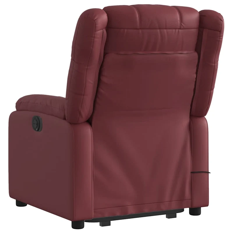 Fauteuil de relaxation fonction massage et inclinable levage électrique en PVC rouge bordeaux DEC027838