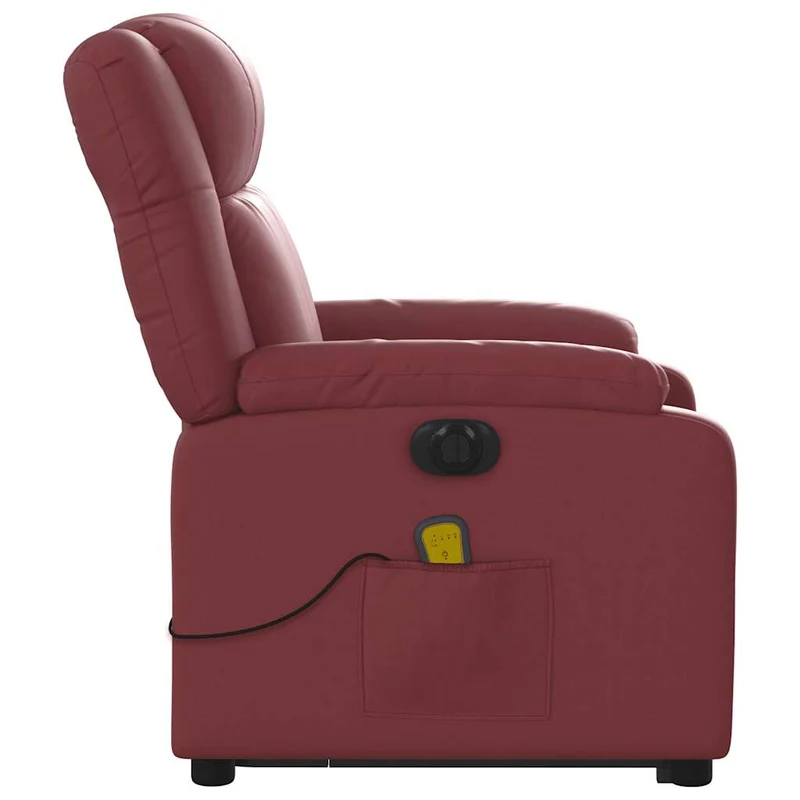 Fauteuil de relaxation fonction massage et inclinable levage électrique en PVC rouge bordeaux DEC027838