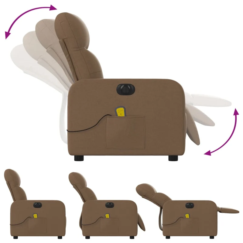 Fauteuil de relaxation fonction massage et inclinable en tissu marron tissu DEC027786