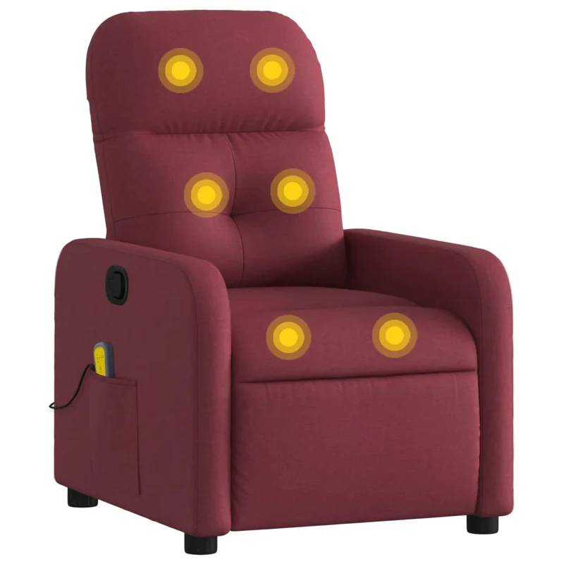 Fauteuil de relaxation TV fonction massage inclinable rouge bordeau x tissu rouge DEC027088