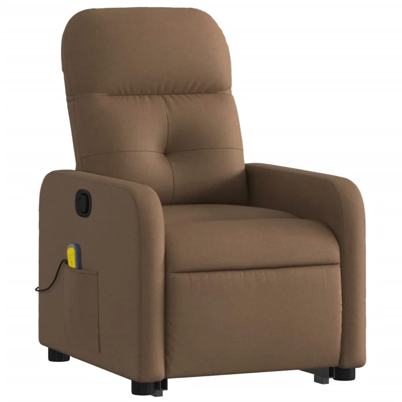Fauteuil de relaxation TV fonction massage inclinable levage électrique en tissu marron DEC027010