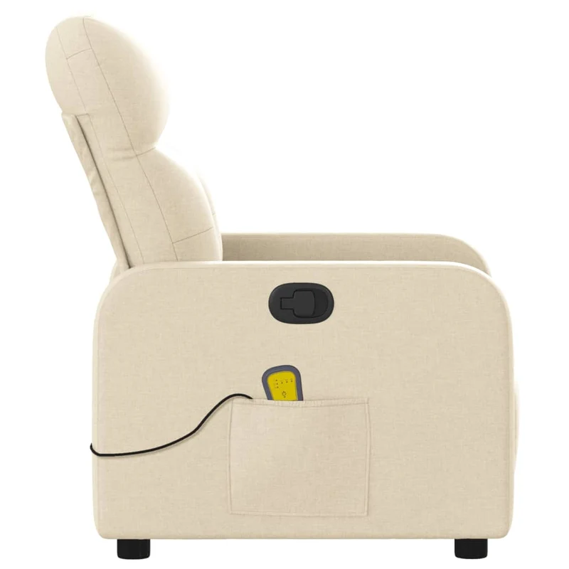 Fauteuil de relaxation TV fonction massage inclinable en tissu crème DEC026887
