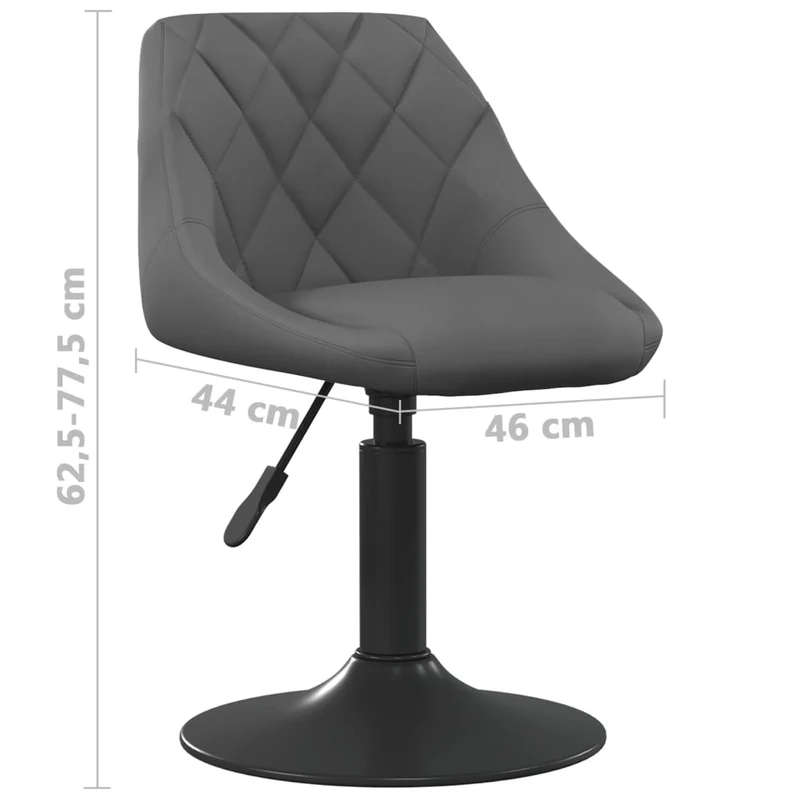 Lot de 4 chaises de salle à manger siège pivotant hauteur réglable en velours gris foncé et acier noir DEC025363