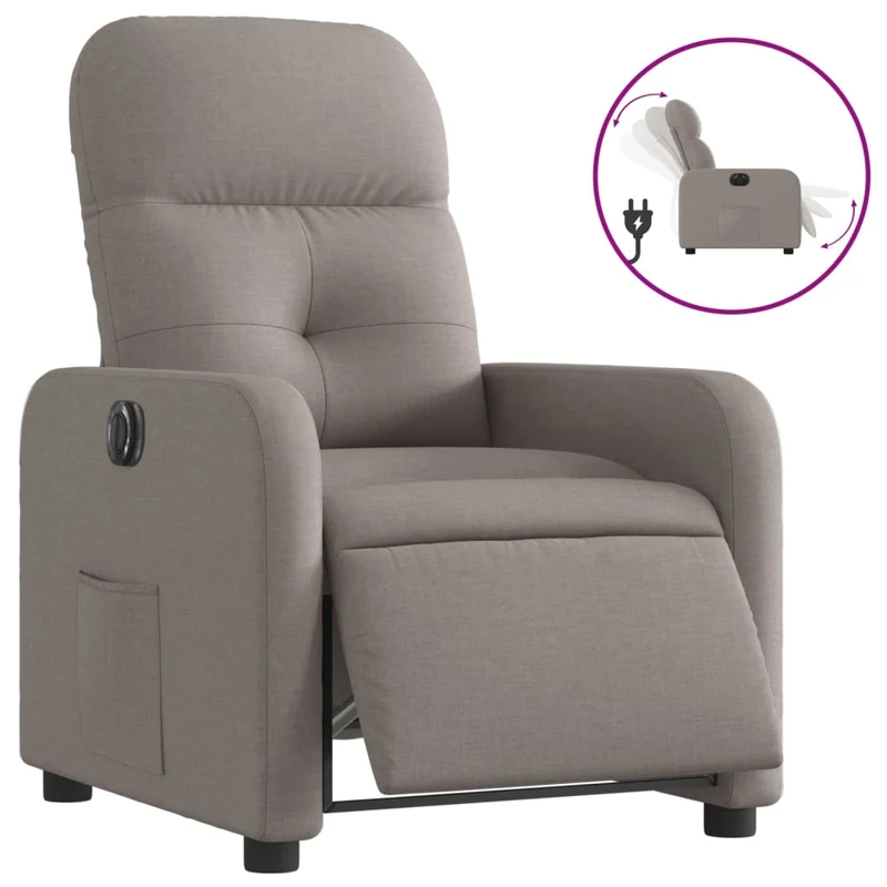 Fauteuil relax TV fonction d'inclinaison électrique très confortable en tissu taupe DEC028576