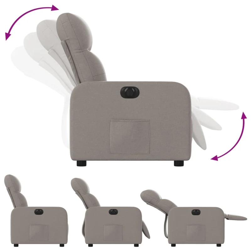 Fauteuil relax TV fonction d'inclinaison électrique très confortable en tissu taupe DEC028576
