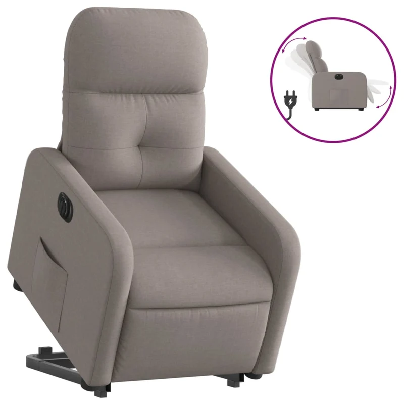 Fauteuil relax TV fonction de levage électrique très confortable en tissu taupe DEC028569