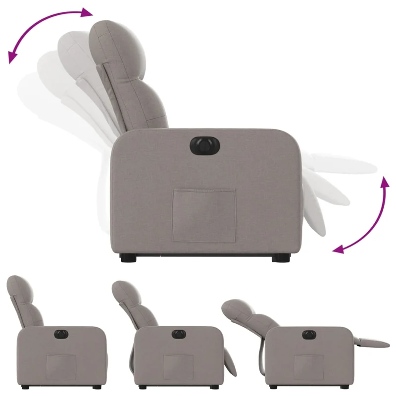 Fauteuil relax TV fonction de levage électrique très confortable en tissu taupe DEC028569