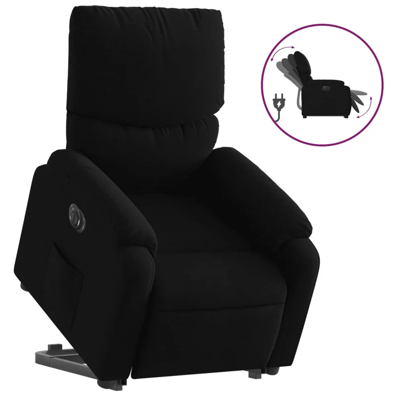 Fauteuil relax TV fonction de levage électrique très confortable en tissu noir DEC028486