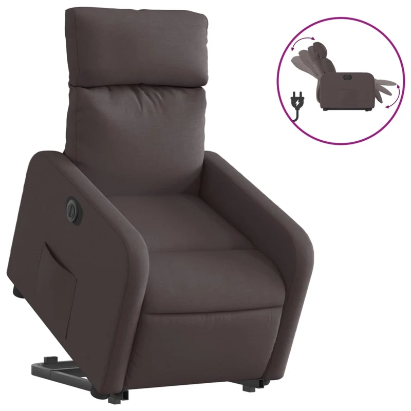 Fauteuil relax TV fonction de levage électrique très confortable en tissu marron foncé DEC028418