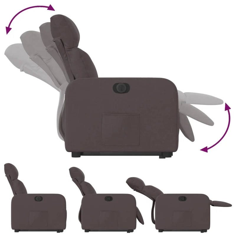 Fauteuil relax TV fonction de levage électrique très confortable en tissu marron foncé DEC028418