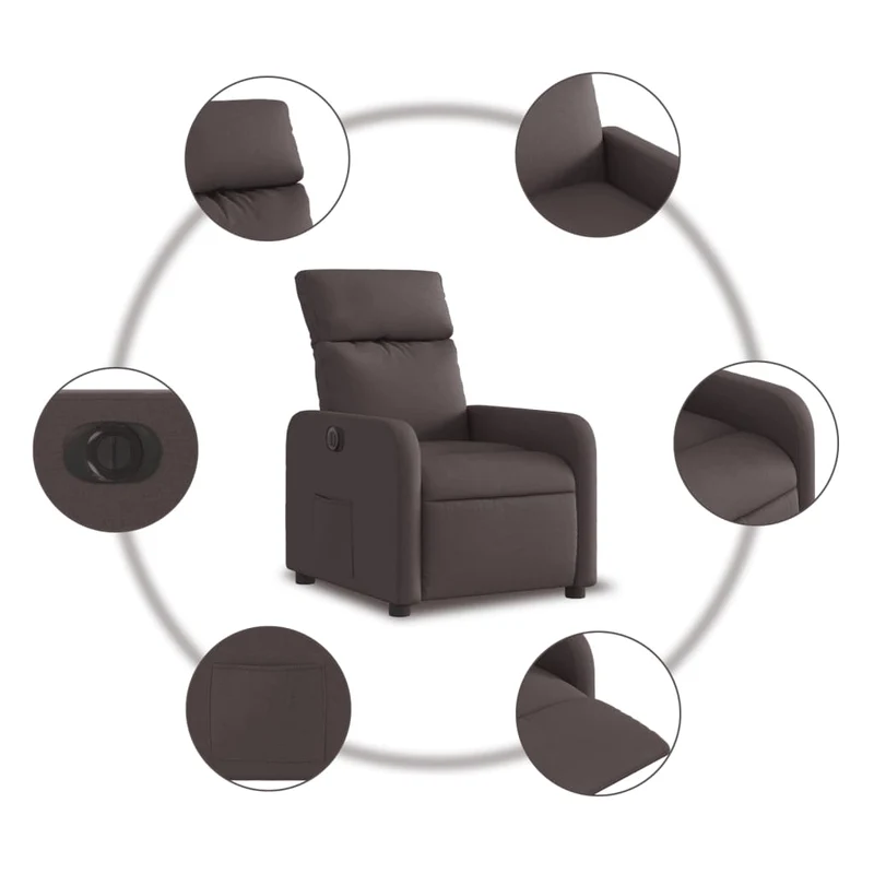 Fauteuil relax TV fonction de levage électrique très confortable en tissu marron foncé DEC028418