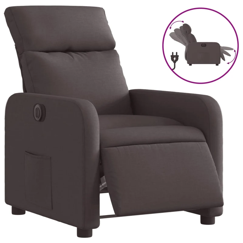Fauteuil relax TV fonction d'inclinaison électrique très confortable en tissu marron foncé DEC028417