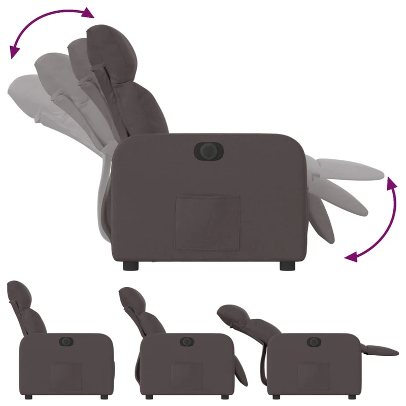 Fauteuil relax TV fonction d'inclinaison électrique très confortable en tissu marron foncé DEC028417