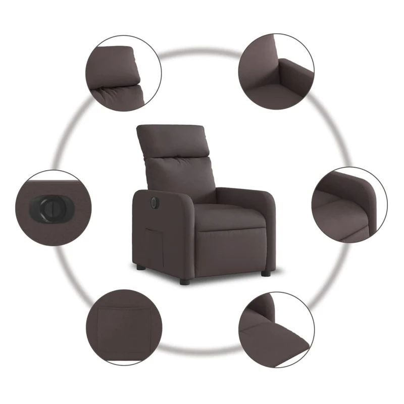 Fauteuil relax TV fonction d'inclinaison électrique très confortable en tissu marron foncé DEC028417