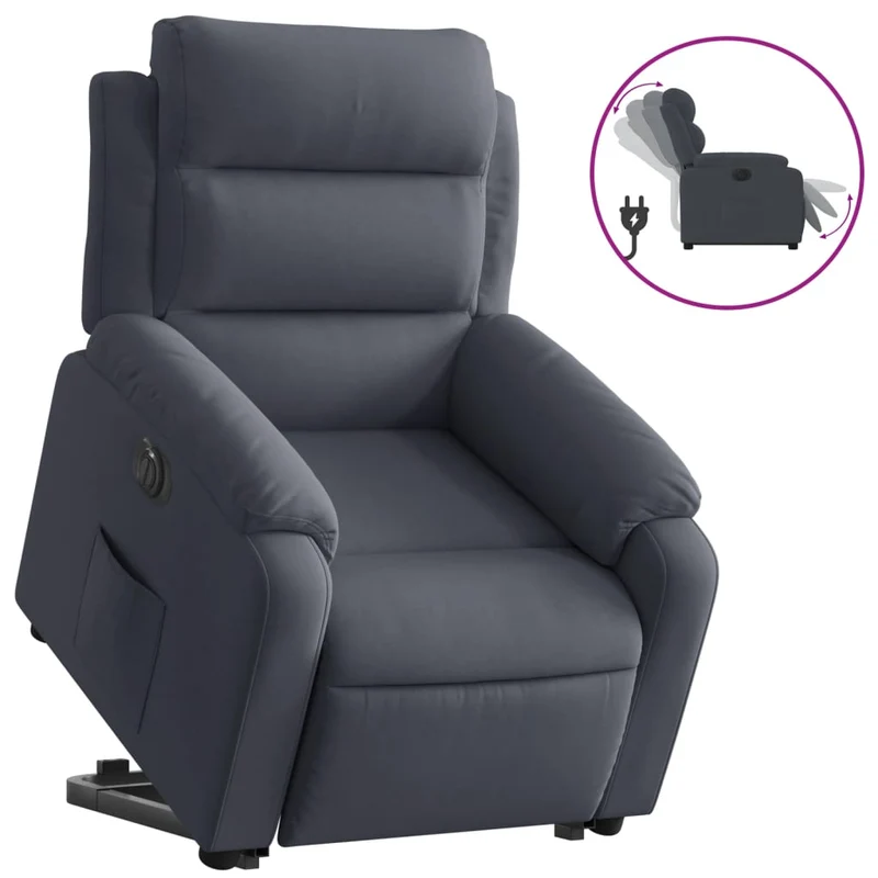 Fauteuil relax TV fonction de levage électrique très confortable en velours gris foncé DEC028372