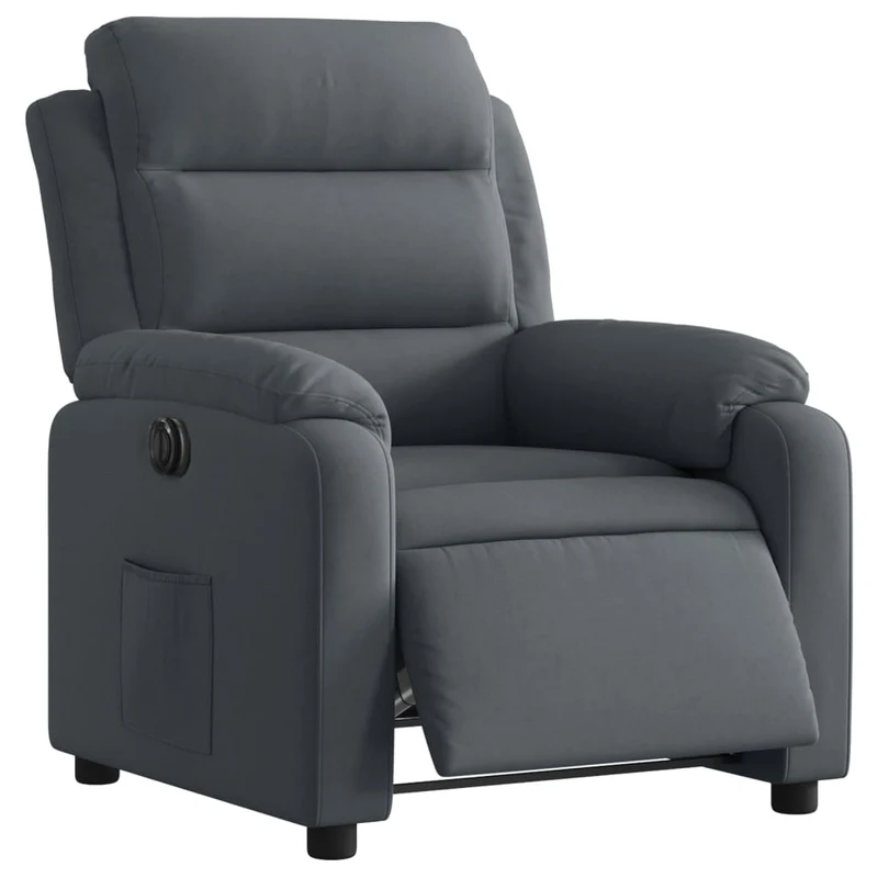 Fauteuil relax TV fonction d'inclinaison électrique très confortable en velours gris foncé DEC028371