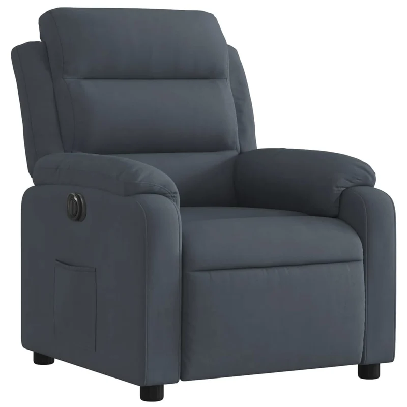 Fauteuil relax TV fonction d'inclinaison électrique très confortable en velours gris foncé DEC028371