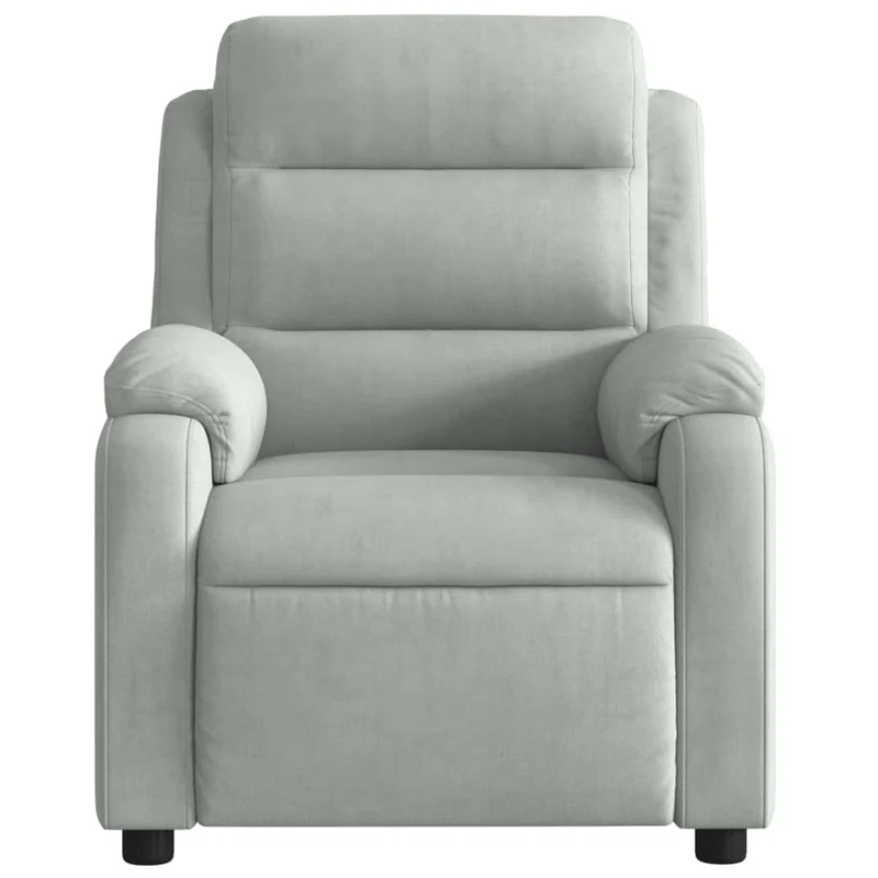 Fauteuil relax TV fonction d'inclinaison électrique très confortable en velours gris clair DEC028333