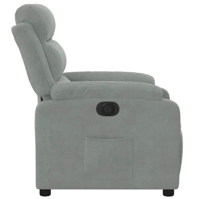 Fauteuil relax TV fonction d'inclinaison électrique très confortable en velours gris clair DEC028333