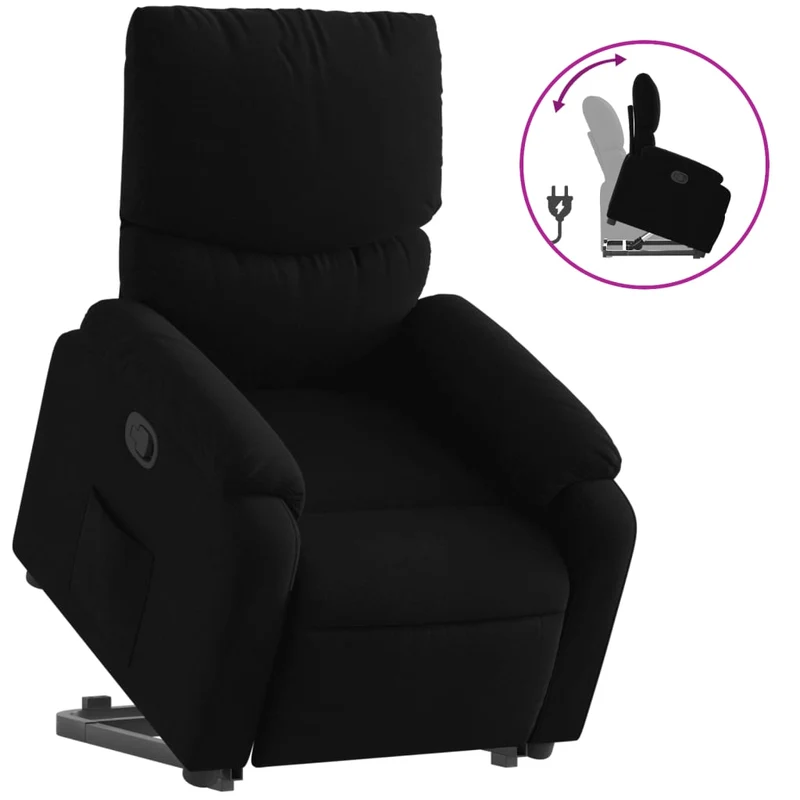 Fauteuil relax TV rembourrage confortable fonction de levage électrique en tissu noir DEC028103