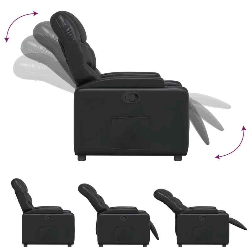 Fauteuil relax TV rembourrage confortable fonction d'inclinaison manuelle en PVC noir DEC028086