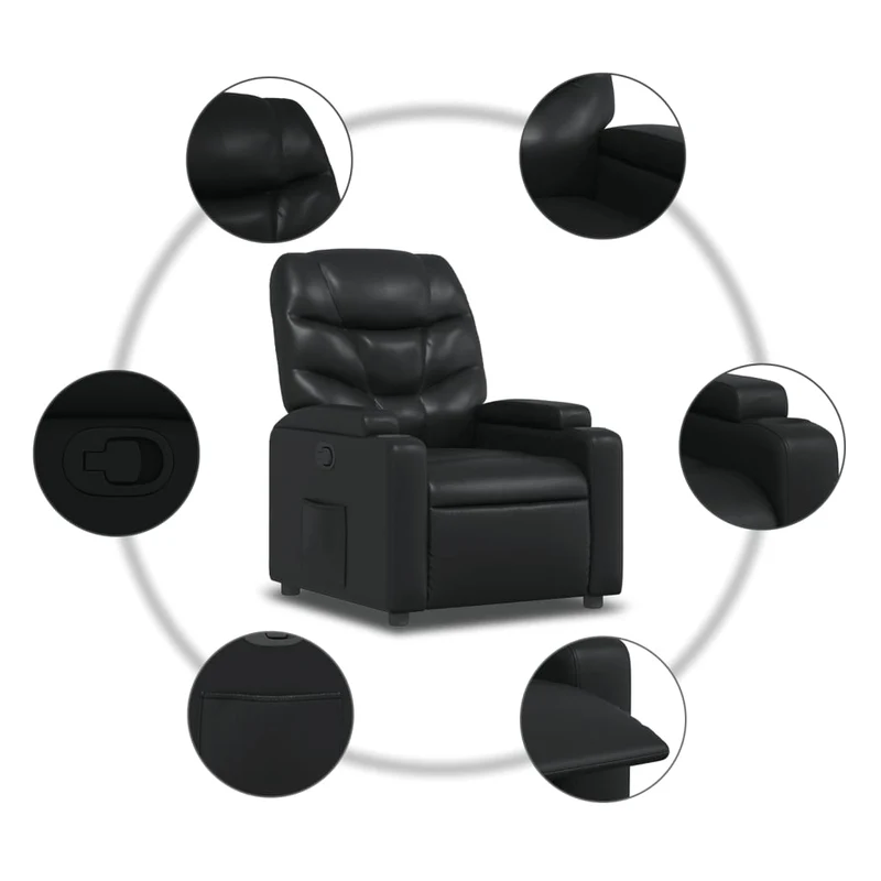 Fauteuil relax TV rembourrage confortable fonction d'inclinaison manuelle en PVC noir DEC028086