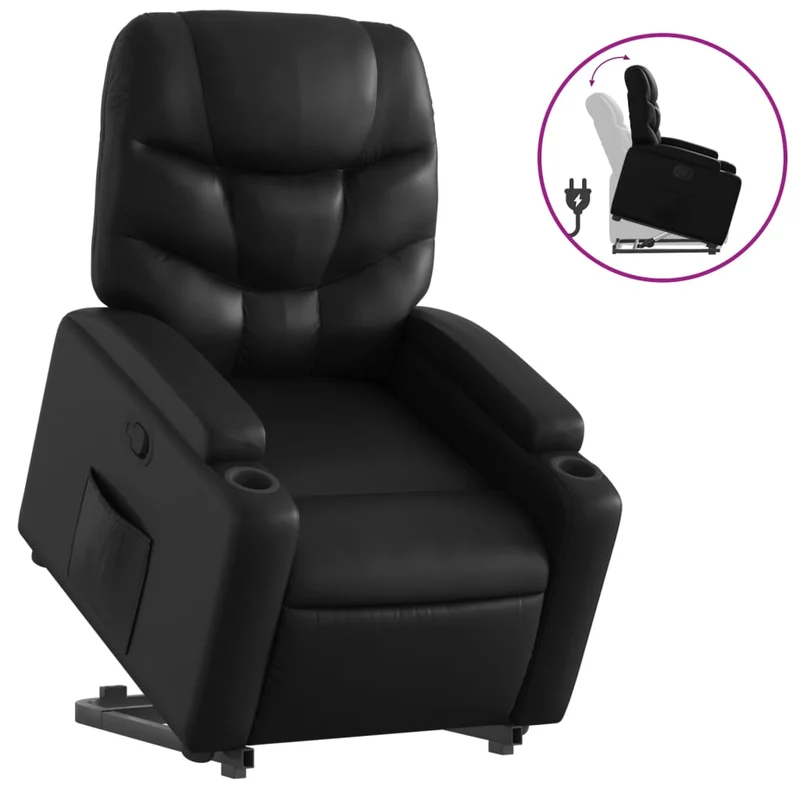 Fauteuil relax TV rembourrage confortable fonction de levage électrique en PVC noir DEC028068