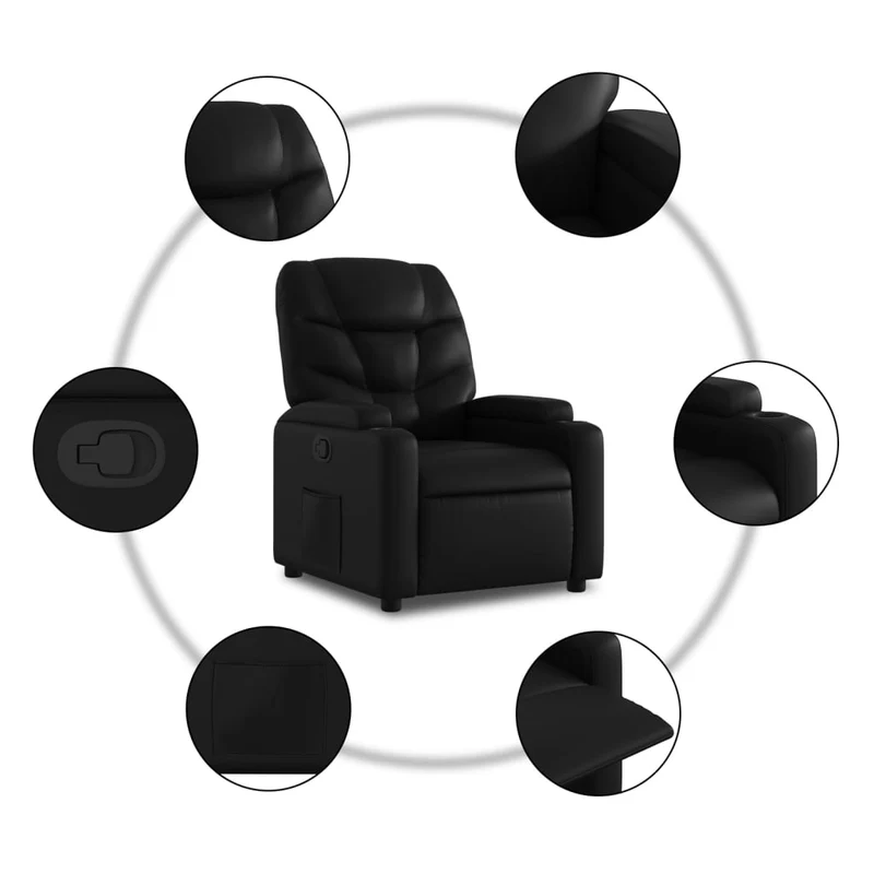 Fauteuil relax TV rembourrage confortable fonction de levage électrique en PVC noir DEC028068