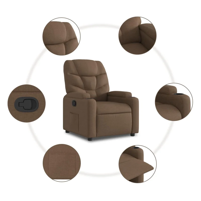 Fauteuil relax TV rembourrage confortable fonction de levage électrique en tissu marron DEC028057
