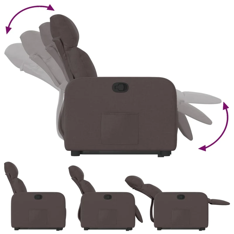 Fauteuil relax TV rembourrage confortable fonction de levage électrique en tissu marron foncé DEC028006