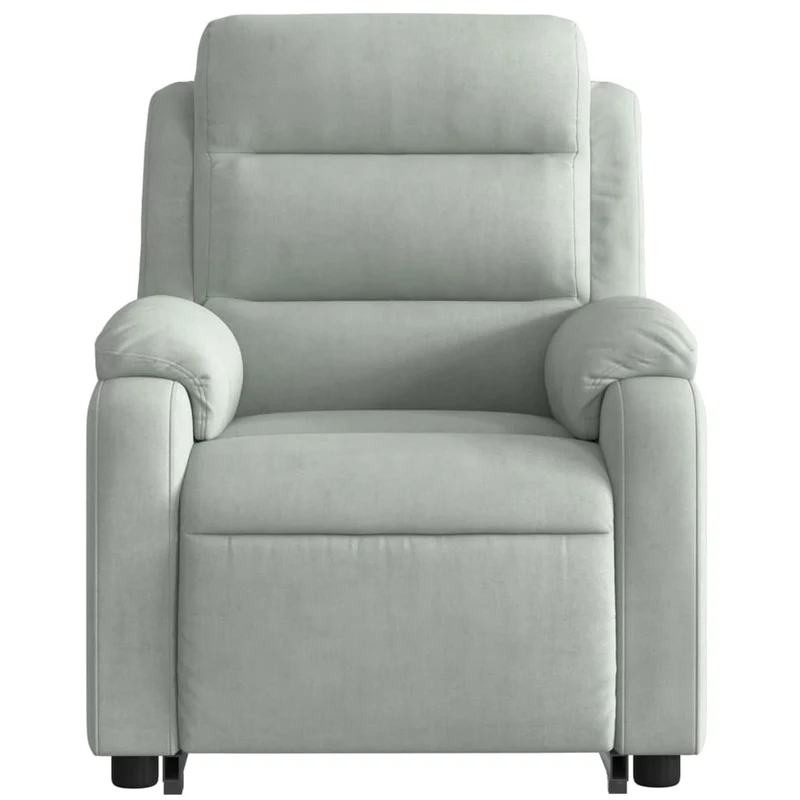 Fauteuil relax TV rembourrage confortable fonction de levage électrique en velours gris clair DEC027921