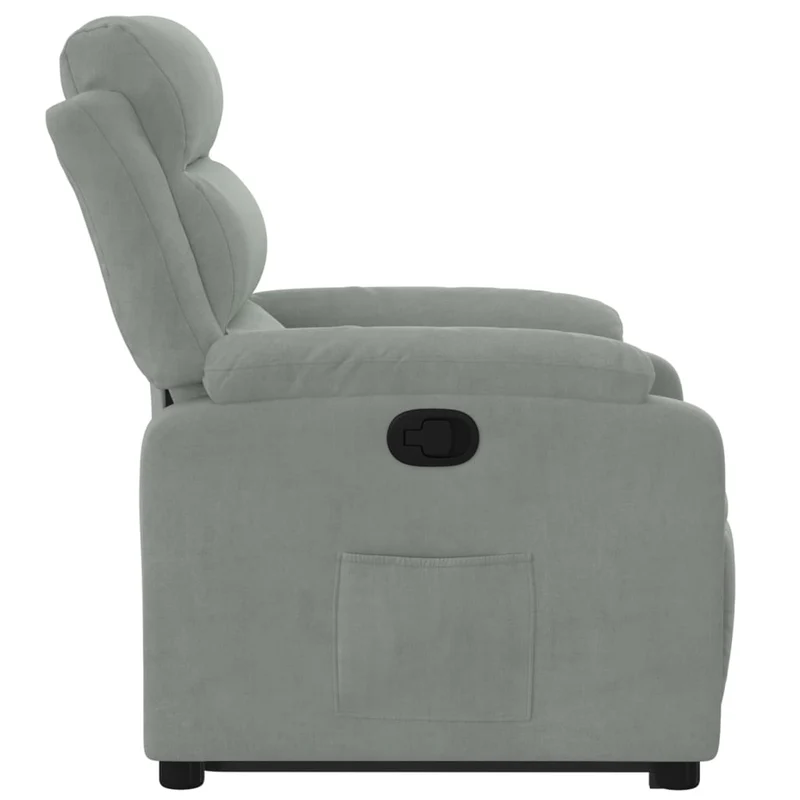 Fauteuil relax TV rembourrage confortable fonction de levage électrique en velours gris clair DEC027921
