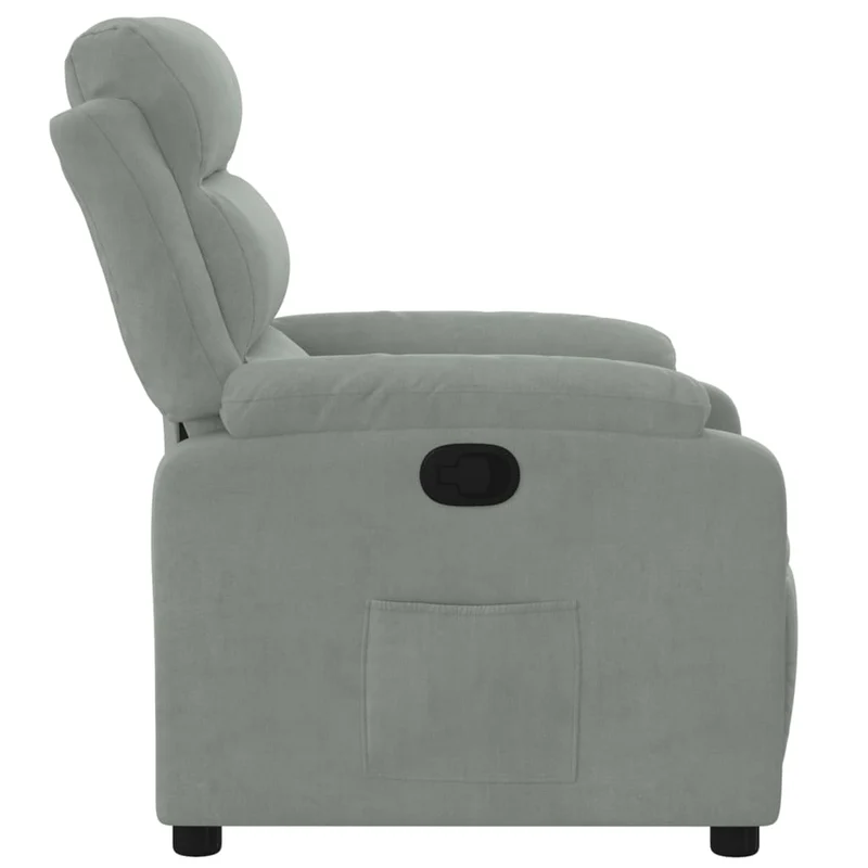 Fauteuil relax TV rembourrage confortable fonction d'inclinaison manuelle en velours gris clair DEC027919