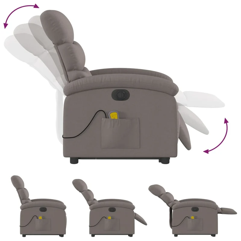 Fauteuil de relaxation fonction massage et inclinable en tissu taupe DEC027867