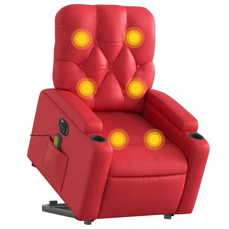 Fauteuil de relaxation fonction massage et inclinable fonction de levage électrique en PVC rouge DEC027857