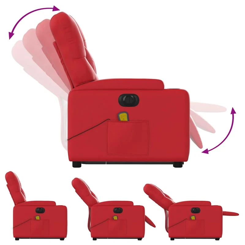 Fauteuil de relaxation fonction massage et inclinable fonction de levage électrique en PVC rouge DEC027857