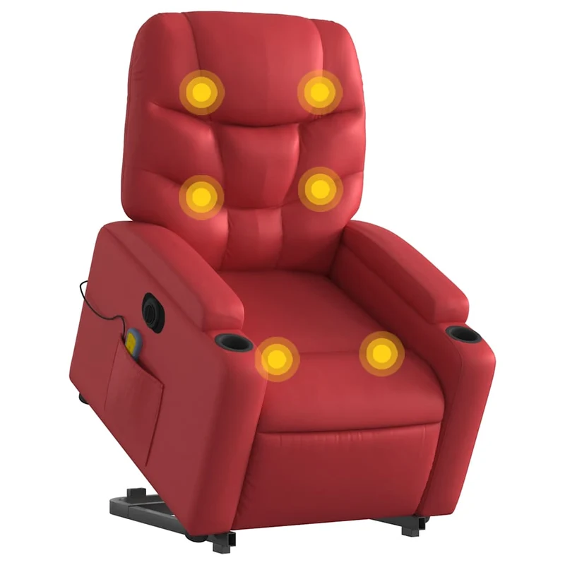 Fauteuil de relaxation fonction massage et inclinable fonction de levage électrique en PVC rouge DEC027854