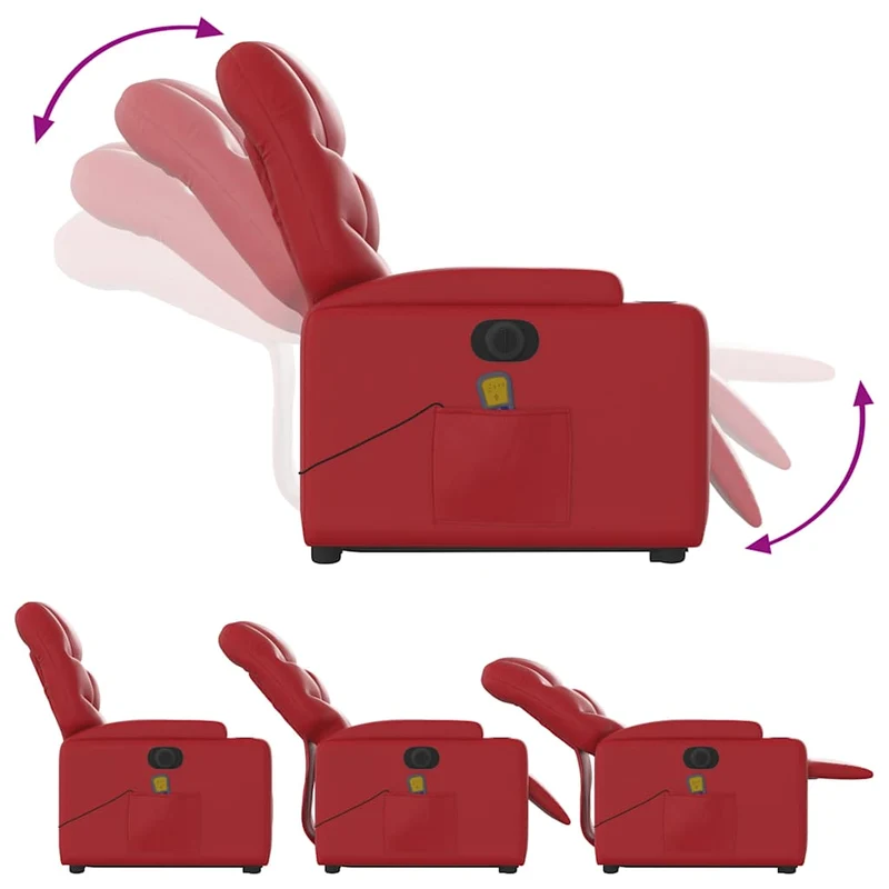 Fauteuil de relaxation fonction massage et inclinable fonction de levage électrique en PVC rouge DEC027854