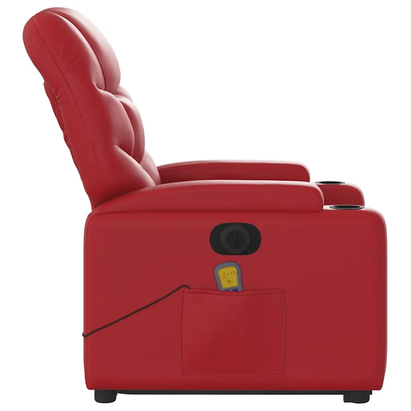Fauteuil de relaxation fonction massage et inclinable fonction de levage électrique en PVC rouge DEC027854