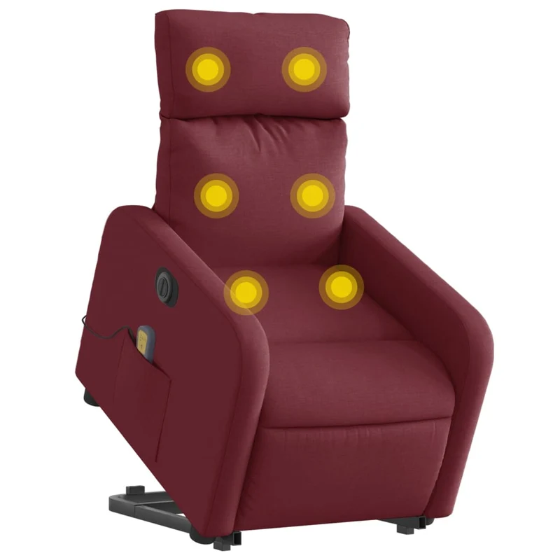 Fauteuil de relaxation fonction massage et inclinable en tissu rouge bordeaux DEC027846