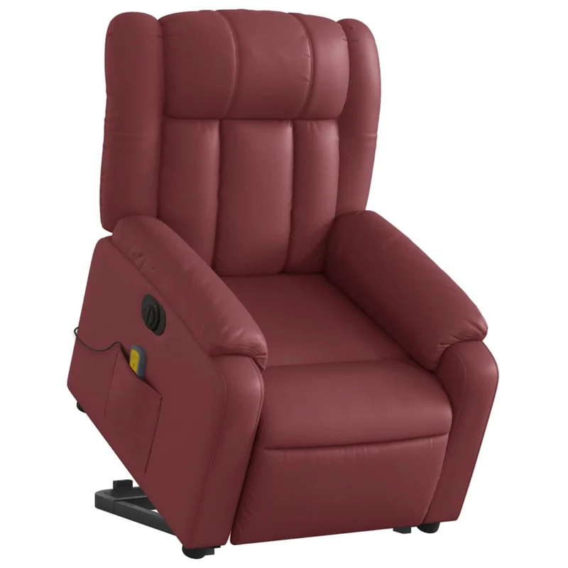 Fauteuil de relaxation fonction massage et inclinable levage électrique en PVC rouge bordeaux DEC027832