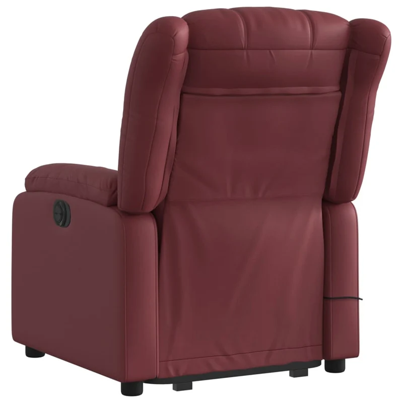 Fauteuil de relaxation fonction massage et inclinable levage électrique en PVC rouge bordeaux DEC027832