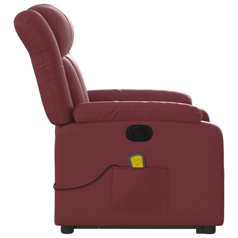Fauteuil de relaxation fonction massage et inclinable levage électrique en PVC rouge bordeaux DEC027832